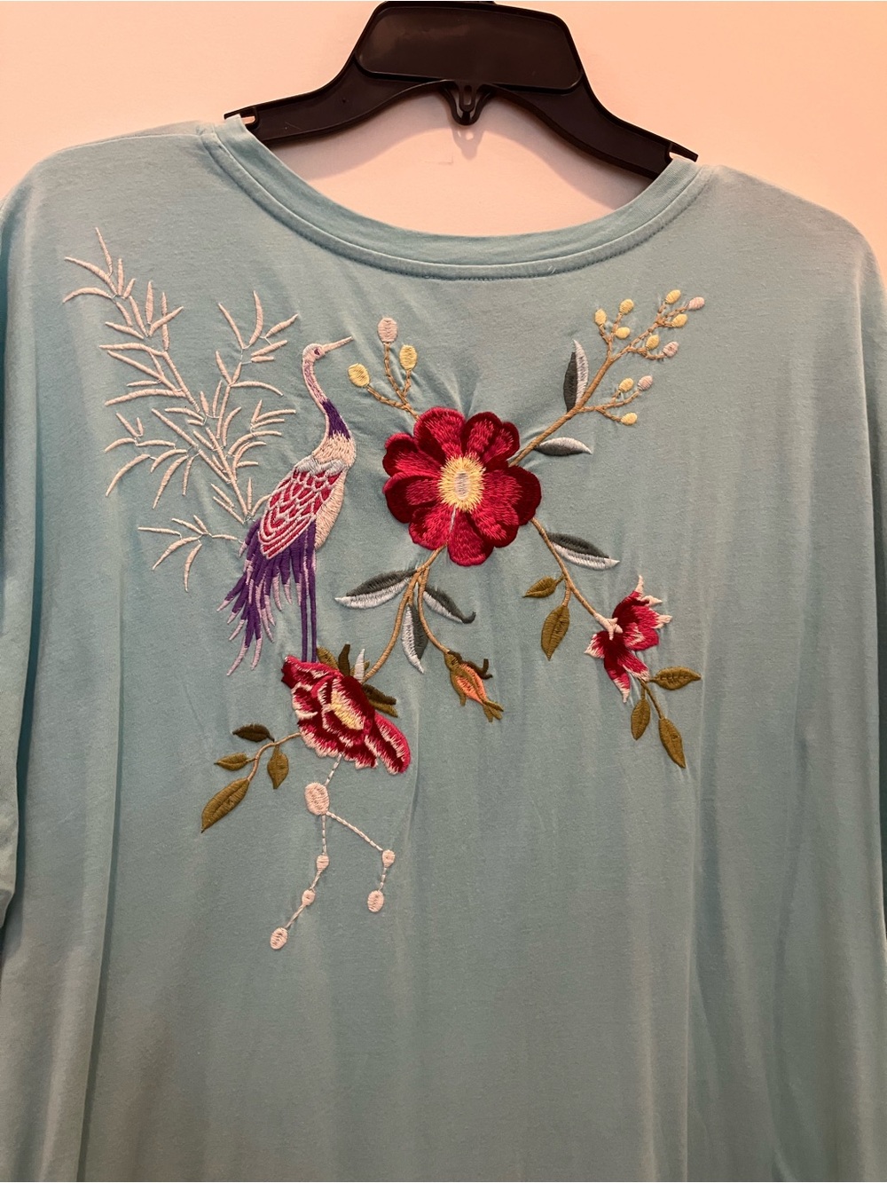 Johnny Was aqua embroidered floral Dress with multicolor blooms - Picture 8 of 10